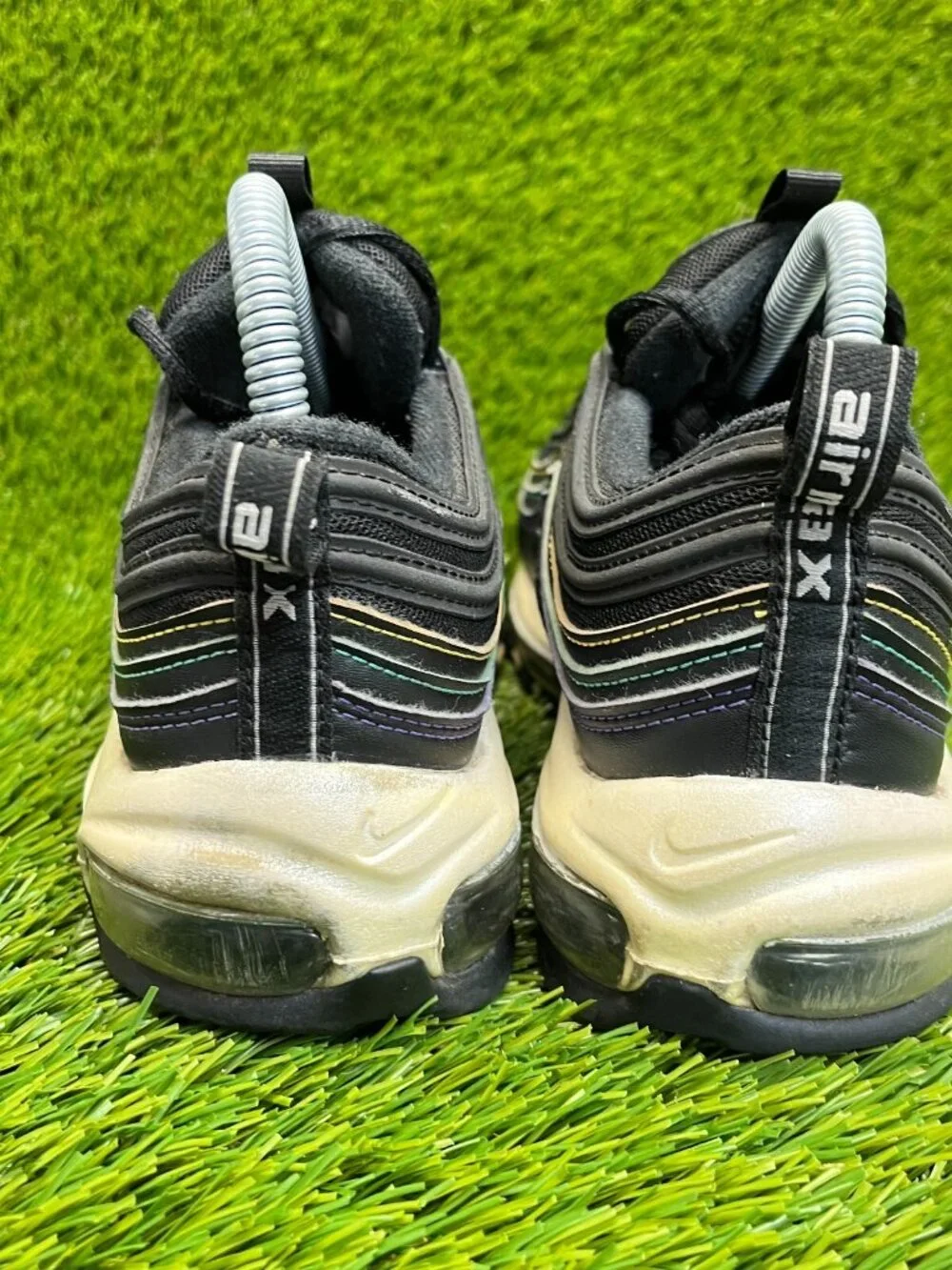 Nike Air Max 97 Black Multi Stitch Womens Size‎ 7.5 Running Shoes Sneakers